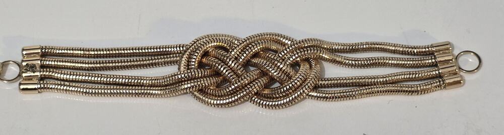 Vintage 7" Bracelet Braided 'Love Knot' Multi-Strand Slinky Snake Chain Bracelet
